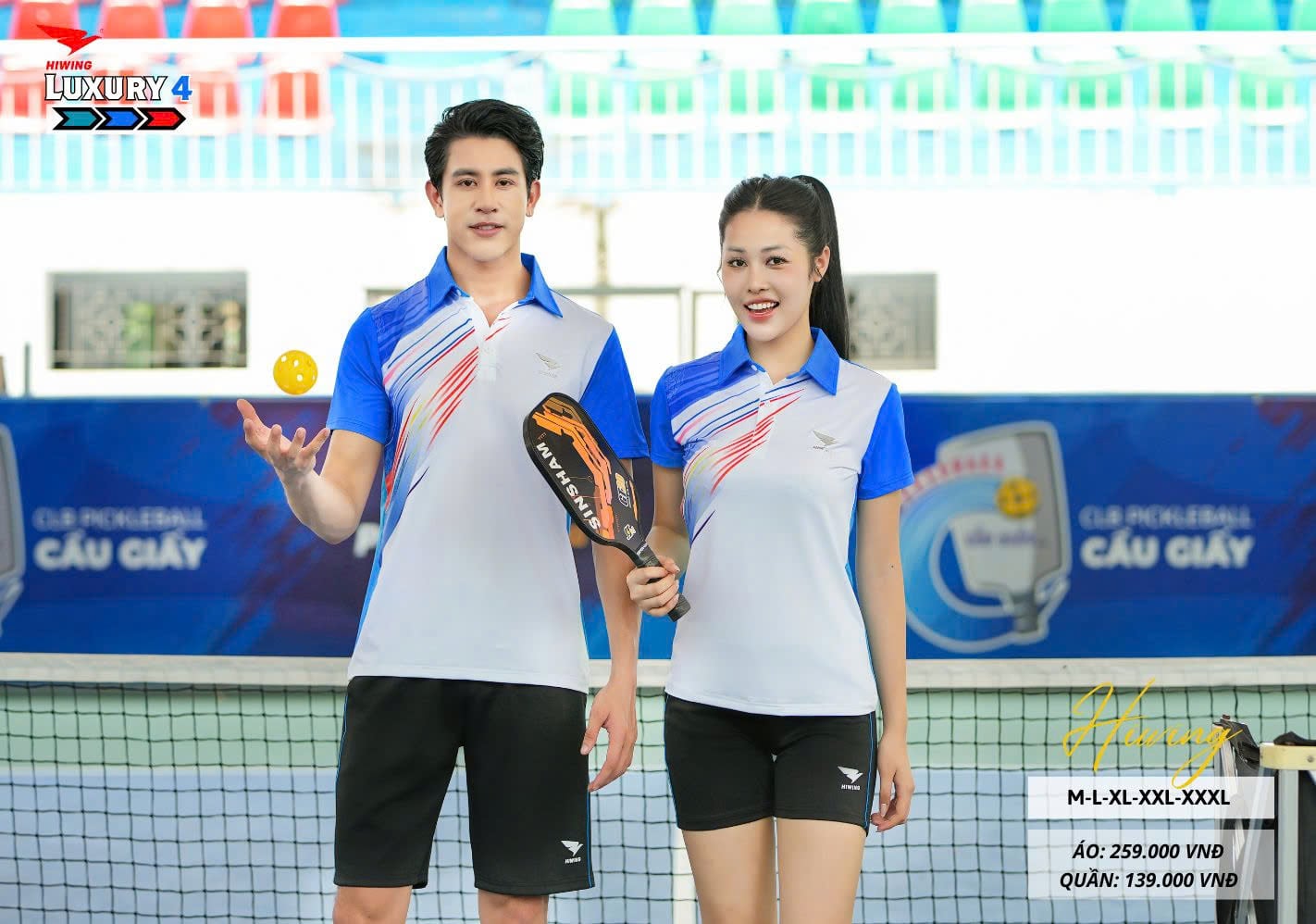 Áo bóng chuyền cầu lông pickleball nam HIWING LUX 4 màu xanh